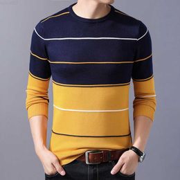 Men's Sweaters 2023 Casual Men's Sweater O-Neck Striped Slim Fit Knittwear Autumn Winter Mens Sweaters Pullovers Pullover Men Pull Homme M-3XL L230719