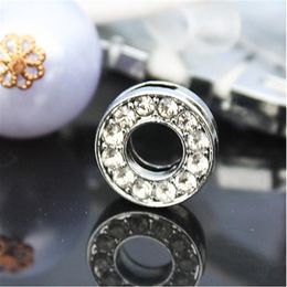 50pcs lot 10mm O Full Rhinestones Bling Slide Letters DIY Alloy Accessories Fit For 10MM wristband bracelet 0031300t