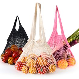 Fashion String Shopping Fruit Vegetables Grocery Bag Shopper Tote Mesh Net Woven Cotton Shoulder Bag Hand Totes Home recycled Storage Bags