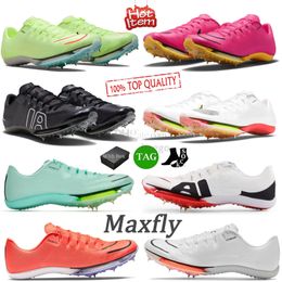 남성 Maxfly 축구 신발 스니커 스프린트 스파이크 하이퍼 핑크 오렌지 블랙 흰색 민트 거품 생생한 크기 36-45