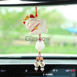 Interior Decorations Tiyana Kawaii Car Accessories Lucky Cat Interior Pendant for Women Blessing Car Rearview Mirror Creative Hanging Decoration x0718