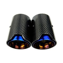 Real Carbon Fibre Blue Burnt Stainless Steel Exhaust Pipe Muffler Tip for BMW M Performance M2 F87 M3 F80 M4 F82 F83 M5 F10 M6 F12243C