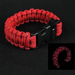 Camping Hiking Emergency ParaCord For Men Women Survival Parachute Rope Buckle Kit Reflective Wristbands Bangle349A