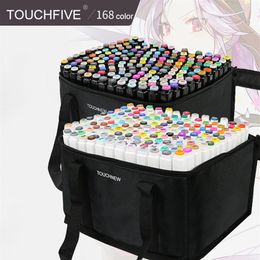 TouchFIVE 168 Color Art Markers Set Dual Headed Artist Sketch Oily Alcohol based markers For Animation Manga luxury pen school sup187S