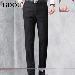 Men's Suits 2023 Summer England Solid Colour Leisure Business All-match Suit Pant Man Zipper Pocket Fashion Comfortable Straight Pants