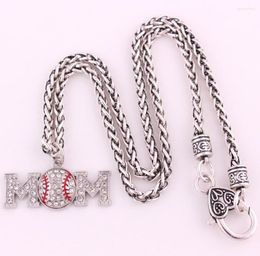 Pendant Necklaces Round Rhinestones Baseball Charm Bracelet Love Gift Necklace