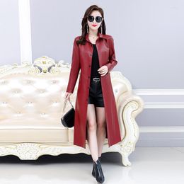 Women's Leather 2023 Autumn Genuine Coat Long Jacket Streetwear Sheepskin For Women Slim 7XL Outerwear