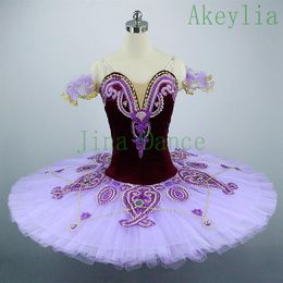 Adult Dark Purple Professional Ballet Tutu Costumes Kids Competition Ballet Platter Tutu Purple Women Classical Costume Tutu Balle229E