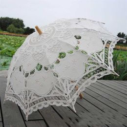 Lace Parasol Umbrella Wedding Umbrella Elegant Lace Umbrella Cotton Embroidery Ivory Battenburg H1015307z