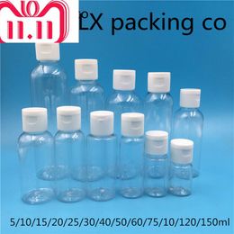 50 pcs 60 100 150 ml Empty Transparent Plastic Pack clamshell water Bottle Crystal Clear Flip Top Cap Packaging276z