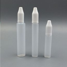 Wholesale USA UK EU AU Market 10ml 15ml 30ml Eye Drop Pen Bottles Plastic Translucent Eliquid Bottles with Long ChildProof Cap Prknp