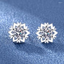 Stud Earrings Snowflake Silver Plated Exquisite Zircon Anti Allergy Women's Charm Girls Leisure Party Jewelry