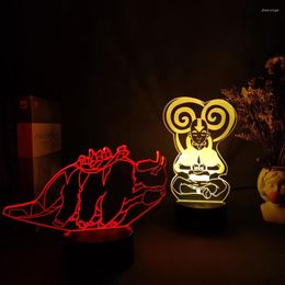 Night Lights Anime Avatar The Last Airbender Figurines Appa Aang Upward Lighting 3D Illusion Nightlight Kids Otaku Bedroom Bedside