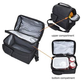 Ice Packs/Isothermic Bags Large Capacity Double Layer Thermal Lunch Bag Picnic Food Insulated Storage Container Bento Milk Preservation Cooler Tote Bag 230718