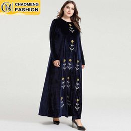 Casual Dresses Dubai Abaya Embroidered Fashion Plus Size Hijab Dress Turkey Kaftan Islam Clothing Muslim For Women Vestidos Arabic Maxi Robe