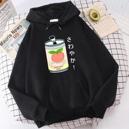 Men's Hoodies Summer Peach-Flavored Drink In A Can Mens Versatile Soft Sweatshirt Funny O-Neck Tops Hip Hop Oversized Hoodie For Men