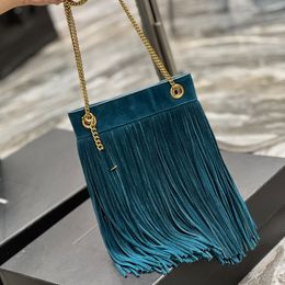 7A Tassel Hobos Borsa da donna Designer Borse a spalla Borsa in pelle nabuk Catena Totes Hardware di moda Lettere Portafoglio Interno di fabbrica Scomparto in pelle di tela