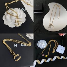 20 Styles 18K Gold Plated Silver Pendant Necklaces High Quality Copper Material Designer Brand Letter Crystal Necklace Links Chains Fashion Lovers Jewellery