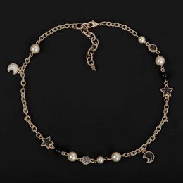 Brand Fashion Jewellery Women Vintage Gold Colour Black Star Resin Pearls Necklace Choker Sweater Chain Party Fine Fashion Jewelry267H