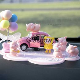 Interior Decorations Creative Personality New Piggy Alloy Car Model Car Decoration Desktop Cake Decoration for Girls Girlfriend Birthday Gifts x0718