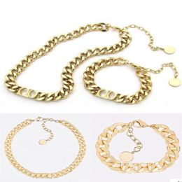 TOP sell letter 14k gold cuban link necklace bracelet choker for mens and women Party lovers gift hip hop jewelry With BOX288i