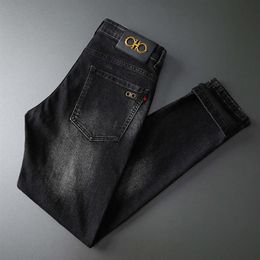 Pantaloni jeans da uomo autunnali Cotone dritto elastico Italia Pantaloni Busin di marca Ferraga Stile classico Denim Male251q