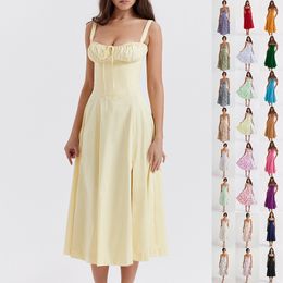 Plus size Dresse Summer Solid Color Long Dress Sleeveless Bandage Party A line for Cooktail Nightclub Beach 230718