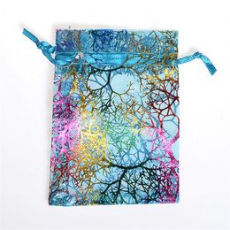 100 Pcs RAINBOW Coral BIG SIZE Organza Jewellery Gift Pouch Bags Drawstring Candy Bags295K