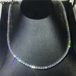 Vecalon Luxury Tennis Necklace White Gold Filled Full 4mm 5A cz Party Wedding necklaces for Women men Hiphop Jewelry Gift277S