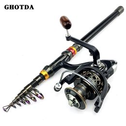 Rod Reel Combo Telescopic Fishing Rod Combo and Reel Kit Spinning Fishing Reel Gear Pole Set Fishing Reel and Rod 230718