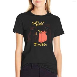 Women's Polos Here To Cause Trouble T-Shirt Graphics T Shirt Womens Graphic Shirts