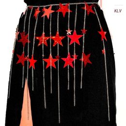 Belts Women Body Chain Sequin Star Waist Belt Long Tassel Belly Dance For Female Clothing Accessories