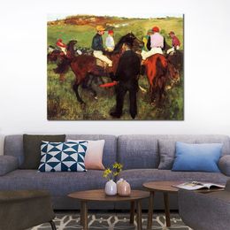 High Quality Ballet Dancing Canvas Art Edgar Degas Racehorses at Countryside Painting Handmade Modern Bedroom Decor