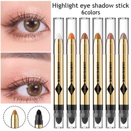 Eye ShadowLiner Combination Waterproof matte pearlescent eye shadow stick pencil Highlight Pencil makeup Beauty Champagne shimmer double head 230719