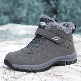 Boots Waterproof Winter Men Pu Leather Warm Snow Women Work Casual Shoes High-top Non-slip Platform Ankle 2023