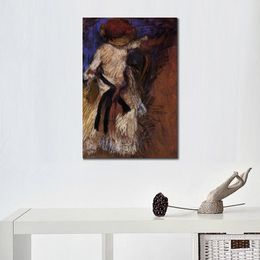 Contemporary Canvas Wall Art Edgar Degas Seated Woman in A White Dress Ballet Dancer Hand Painted Oil Painting Home Decor