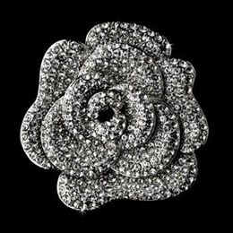 Elegant Sparkly Full Rhinestone Crystal Diamante Wedding bridal Large Rose Flower Brooch Pin Party prom Gift Accessory169j