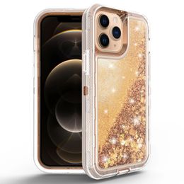 Phone Cases Quicksand For Iphone 14 13 Pro Max Bling Liquid Glitter Floating Armor Shockproof Protective Water Flowing Cover