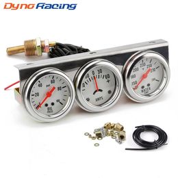 2inch Chrome Panel Oil Pressure gauge Water Temp gauge Amp Metre Triple Gauge kit Set White Face Car Metre YC1013232995