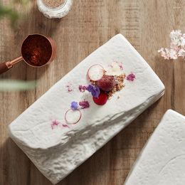 Plates White Ceramic Plate Rectangular Flat Tray Artistic Conception Dish Exquisite El Fruit Sushi