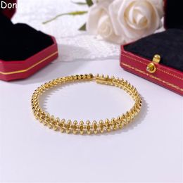 Donia Jewelry Luxury bangle Rivet Exaggerated Titanium Steel Micro Inlay Zircon European Fashion Designer Giftbangle286R