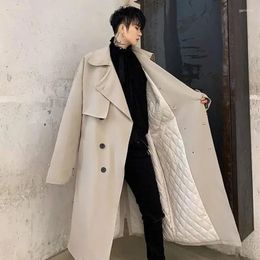 Men's Trench Coats Fashion Casual Overcoat Autumn Winter Cotton Warm Windbreaker Long Handsome Student Loose Coat Top Men Clothes