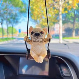 Interior Decorations Cute Swing Bulldog Car Interior Decoration Funny Hanging Resin Bulldog Auto Rearview Mirror Pendant For Car Product Accessories x0718