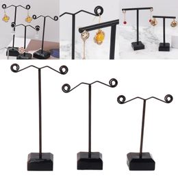 Jewelry Pouches 3 Bar Stud Earrings Display Stand Holder Acrylic Black Freestanding Organizer For Rings Tabletop Show Showcase Shops