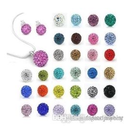 10Pcs lot 10mm crystal clay disco bead Rhinestone crystal Set necklace studs earrings drop Jewellery set g421 p34203W