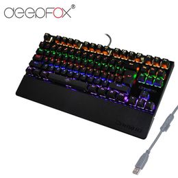 Deepfox Mechanical Gaming Keyboard 87 Keys Blue Switch Illuminate Backlight Backlit Anti-ghosting LED Keyboard Wrist Pro Gamer Y08283k