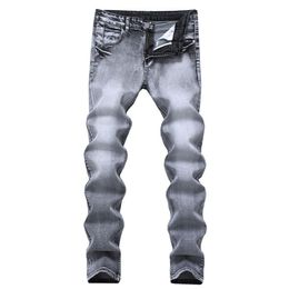 Men's Jeans Fashion Denim Slim Male Distressed Jeans Grey Men Skinny Jeans Streetwear Vintage Mens Clothing drop2636