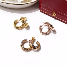 Classic style Punk Women three lines connect hook earring Stainless Steel Ear Hoop Earrings Gauges NEW mix mix Colours Jewellery PS562905