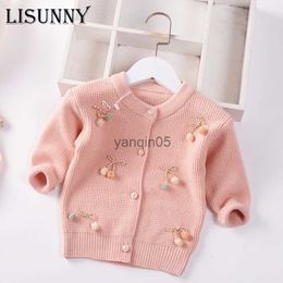 Pullover Autumn 2023 Girl Cardigan Sweater Lolita Style Children Knitwear Jacket Baby Top Kids Coat Toddler Sweet Solid Bow Clothes 0-5y HKD230719