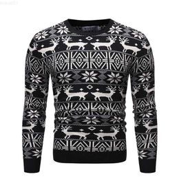 Men's Sweaters Christmas Men's O-Neck Cotton Pullover Warm Print Elk Autumn Slim Long Sleeve Clothes Knitted Casual Men Sweater Ugly Pull Homme L230719